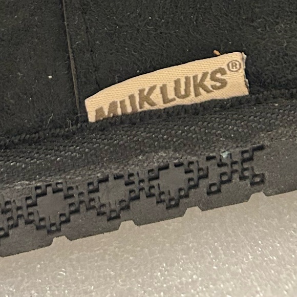 Muk Luks Black Suede Calf Height Foldable Faux Shearling Winter Boots Size 10 - Picture 11 of 12